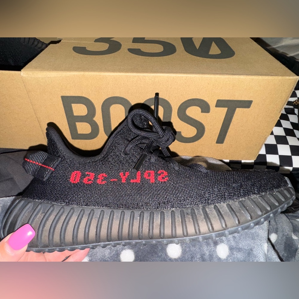 adidas Kids Black and Red 'SPLY-350' Low-Top Sneakers
